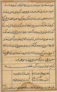 Side fra Tales of a Parrot Tuti-nama: tekstside, ca. 1560. av Unbekannt