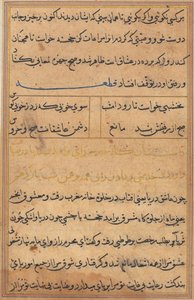 Side fra Tales of a Parrot Tuti-nama: tekstside, ca. 1560. av Unbekannt
