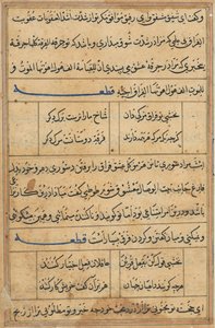 Side fra Tales of a Parrot Tuti-nama: tekstside, ca. 1560. av Unbekannt