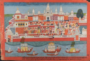 Side fra et spredt Bhagavata Purana-manuskript Life of Krishna, ca. 1775. av Unbekannt