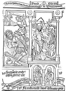Side av Biblia Pauperum Poor Peoples Bible, 1400-tallet av Unbekannt
