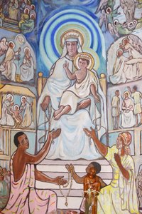 Maleri i Lomé katedral: Jomfru og barn, Lomé, Togo av Unbekannt