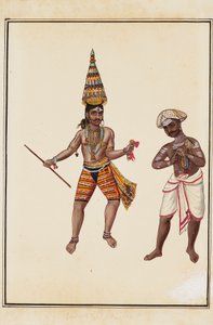 Et par mannlige tempeldansere, 1820-1825 av Unbekannt