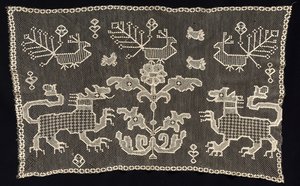 Panel med pantere, fugler og blomstermotiver, 1700-1800-tallet. av Unbekannt