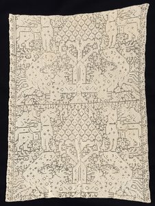 Panel med et mønster av trær og uidentifiserte dyr, 1800-tallet. av Unbekannt