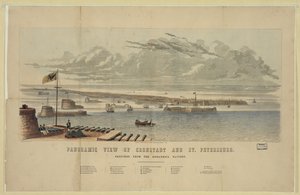 Panoramautsikt over Kronstadt og St. Petersburg av Unbekannt