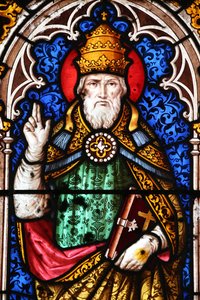 Pape Alexandre Ier (pape de 107 a 116) - Saint Fargeau kirke. Glassmaleri vindu. Pave Alexander I. Frankrike av Unbekannt