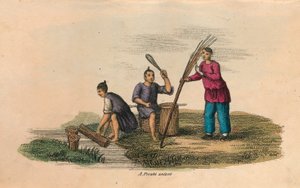 Papirproduksjon i Kina, 105 e.Kr., c1850 av Unbekannt