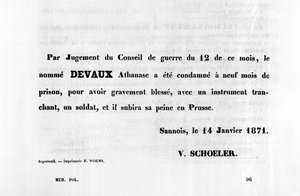 Ved rådets dom, fra franske politiske plakater fra Paris-kommunen, januar 1871 av Unbekannt