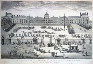 Parade av troppene under Grand Parade, Tuileries Palace, 1800-tallet av Unbekannt