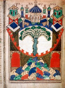 Paradise, en side fra Liber Floridus, 1100-tallet av Unbekannt
