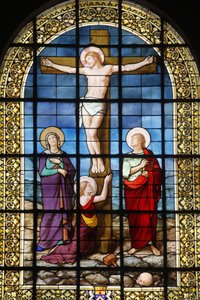 Paris, Frankrike Saint Roch kirken farget glass: Kristus på korset, Paris, Frankrike av Unbekannt
