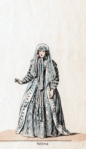 Tålmodighet, kostymedesign for Shakespeares skuespill, Henry VIII, 1800-tallet av Unbekannt