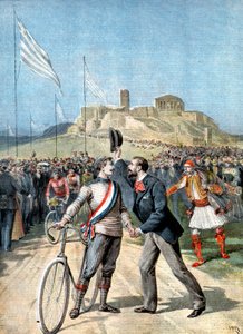 Paul Masson, vinner av et sykkelarrangement ved de olympiske leker, Athen, 1896 av Unbekannt