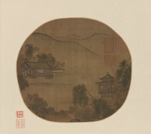 Paviljonger ved en fjellbekk, Ming-dynastiet, 1500-1600-tallet. av Unbekannt