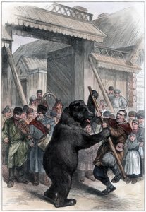 Opptredende bjørn i en russisk landsby, 1877 av Unbekannt