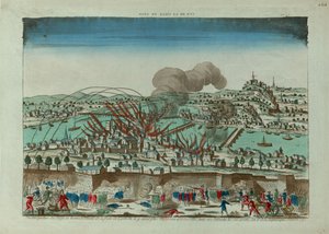 Perspektivvisning av beleiringen og bombardementet av byen Lyon i oktober 1793, ca. 1793. av Unbekannt