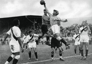 Perus olympiske fotballag i aksjon, OL i Berlin, 1936 av Unbekannt
