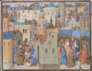Eremitten Peter hører pave Urban II ved konsilet i Clermont. Miniatyr fra Historia av William av Tyrus, 1460-tallet av Unbekannt