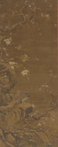 Fasaner og snødekte plommeblomster, Ming- eller Qing-dynastiet, 1400-1700-tallet. av Unbekannt