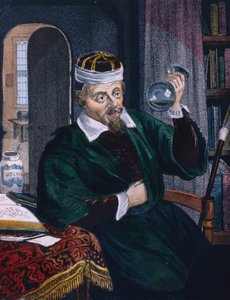 Lege undersøker et prøveeksemplar av pasientens urin, ca. 1600 1800-tallet av Unbekannt