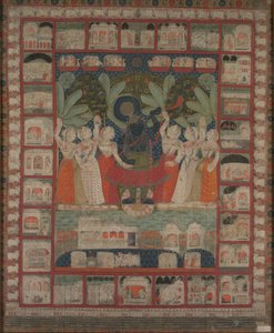 Pichvai veggheng med tilbedelsen av Shri Nathaji, 1825-1850. av Unbekannt