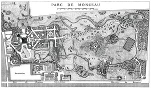 Plan av Monceau Park, Paris, 1778, 1885 av Unbekannt