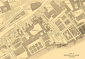 Plan over Arundel og Essex Houses, 1881. av Unbekannt