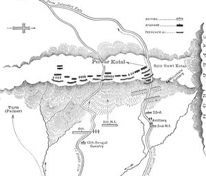 Plan for angrep på Peiwar Kotal 2. desember 1878, c1880 av Unbekannt