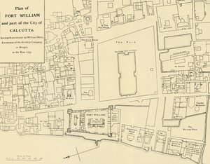 Plan for Fort William og en del av byen Calcutta, 1925. av Unbekannt