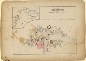 Plan over Sevastopol med sin vei og festningsverk, ca. 1858 av Unbekannt