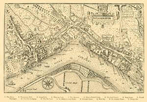 Plan for Westminster. Fra Nordens Survey, tatt i Queen Elizabeths Reign, 1593, 1881. av Unbekannt