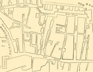 Plan for en del av Westminster mellom 1734 og 1748 - før oppføringen av Great George Street av Unbekannt