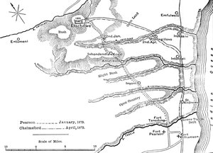 Plan for Marches of Pearson Jan., 1879 og Chelmsford, april, 1879 til Etschowe, c1880 av Unbekannt