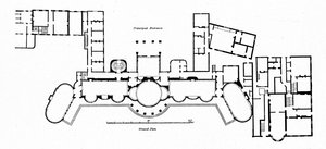 Plan over paviljongen som viser endringer i Hollands originale bygning ferdigstilt i 1804, 1939 av Unbekannt