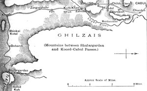Plan over veien fra Shutargardan-passet til Cabul, c1880 av Unbekannt