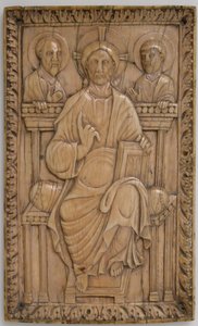 Plakett med Kristus tronet med to apostler, karolingisk, 850-875. av Unbekannt