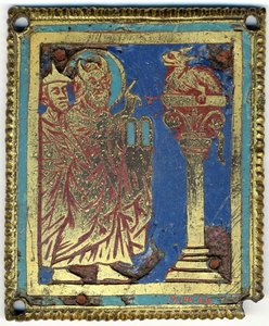 Plakett med Moses, Aron og den skamløse slangen, tysk, ca. 1200. av Unbekannt