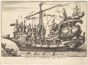 Plate 12: Atalanta ledet av Diana Atalanta condotti da Diana, akkompagnert av krigere bearin..., 1664. av Unbekannt