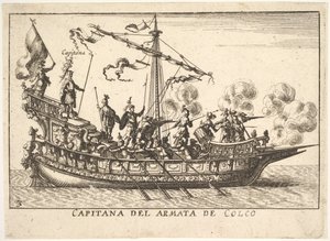 Plate 3: Kaptein for hæren til Chalchis Capitana del armata de Colco, fra serien '..., 1664. av Unbekannt