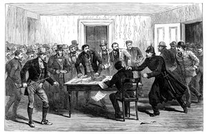 Politiangrep mot National Rent Offices i Loughrea, Irland, 1887 av Unbekannt