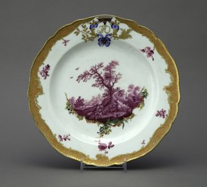 Porselenstallerken fra Orlov-tjenesten, ca 1770 av Unbekannt