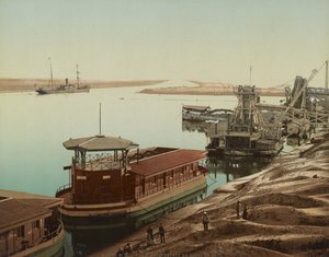 Port Said, inngang til Suez-kanalen, ca. 1900 (fargefotokrom) av Unbekannt