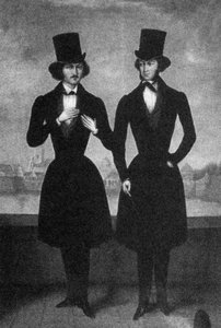 Portrett av Alexander Pushkin og Nikolai Gogol, første kvartal av 1800-tallet. av Unbekannt