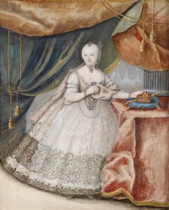 Portrett av keiserinne Maria Theresia av Østerrike 1717-1780 i Lace Long Gown, ca. 1740 av Unbekannt