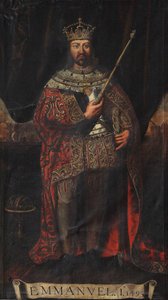 Portrett av Manuel I av Portugal 1469-1521, 1495. av Unbekannt