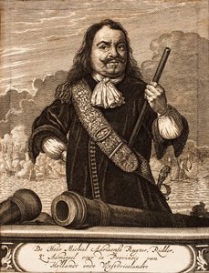 Portrett av Michiel de Ruyter 1607-1676 Fra: Krigsscene, 1675. av Unbekannt