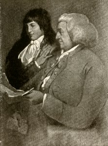 Portrett av Samuel Shoemaker, i bobwig, og hans sønn, 1789, 1937. av Unbekannt
