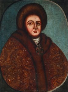 Portrett av Tsarina Evdokia Fedorovna Lopukhina 1669-1731, te vife av tsar Peter I av Russland av Unbekannt