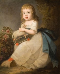 Portrett av et barn med en lekesau, 1850. av Unbekannt